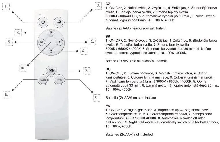 TOP-LIGHT LED stropné osvetlenie na diaľkové ovládanie OCEAN KM RC, guľaté