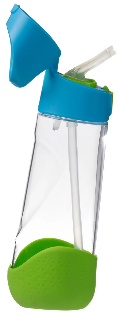 Fľaša na pitie so slamkou 600 ml - modrá/zelená