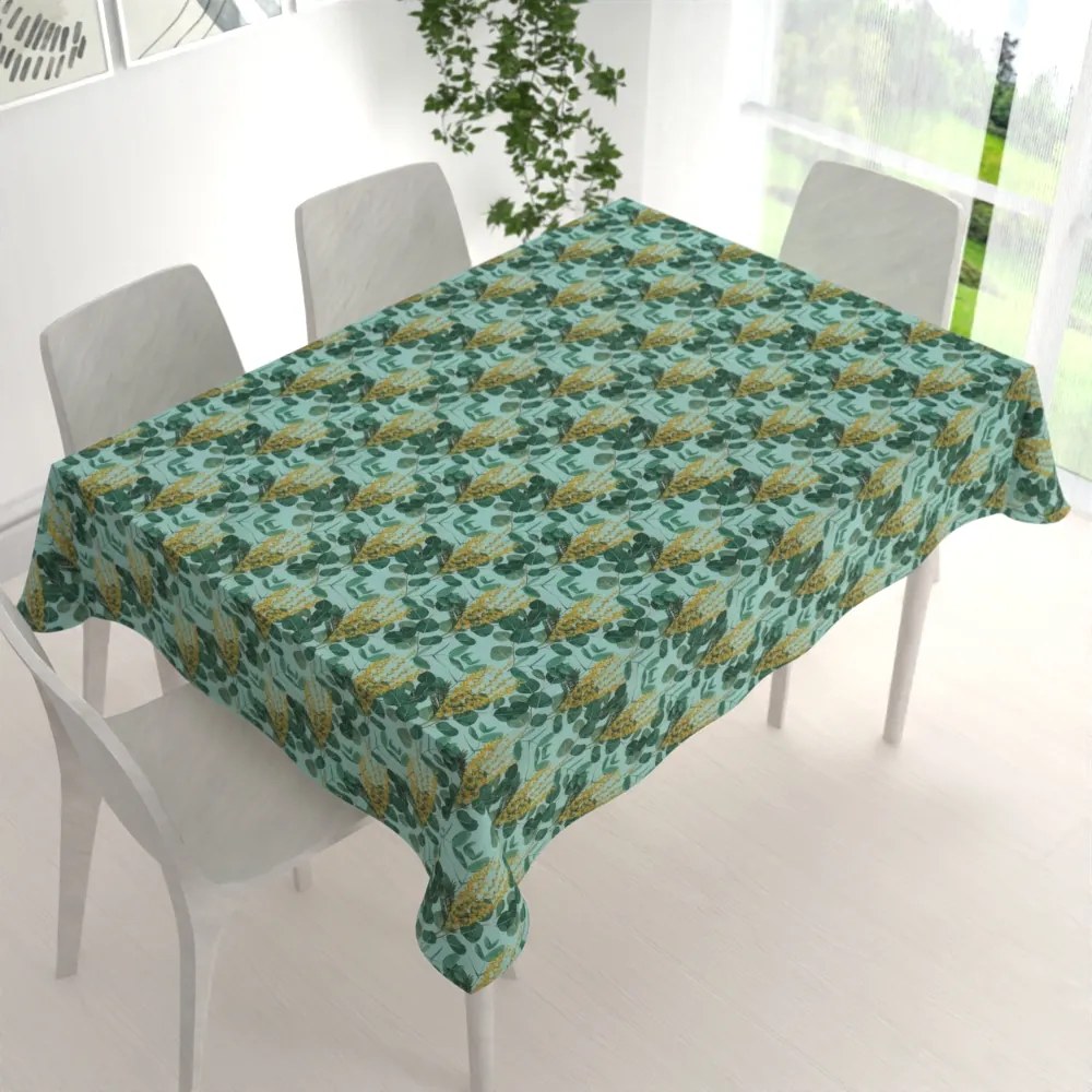 Biante Dekoračný obdĺžnikový obrus PML-088 Eukalypty na mätovom 140x200 cm