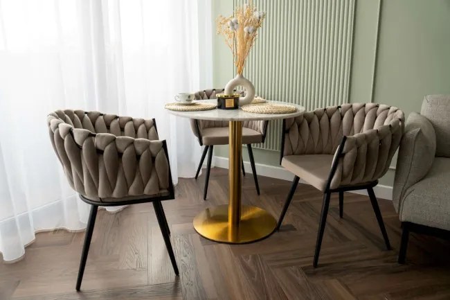 Jedálenská stolička ASTON zamatová, béžová / hnedá