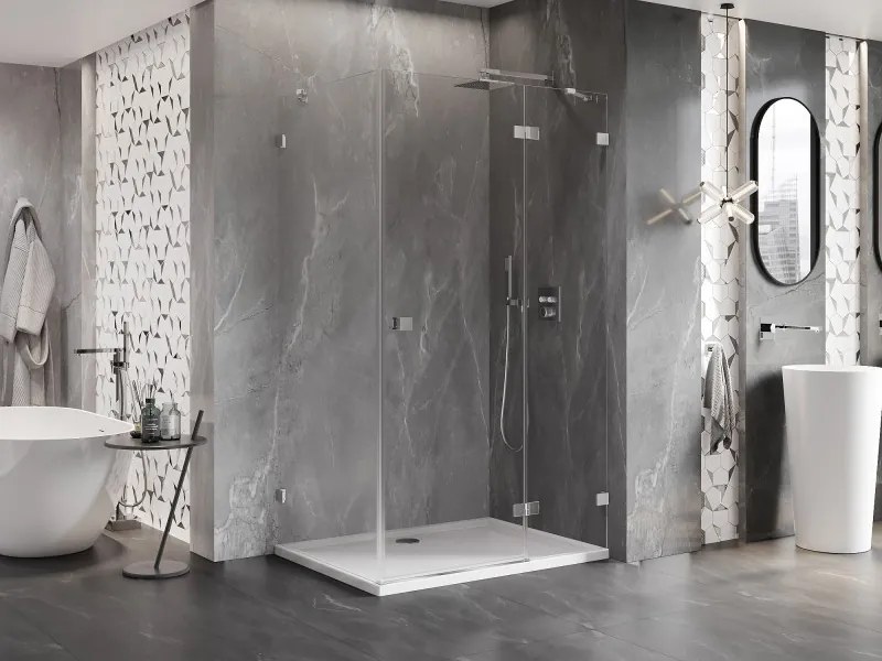 Mexen Lunar, pravostranný výklopný sprchový kút 70 x 80 cm, číre sklo, chrómový profil, 834-070-080-01-00-P