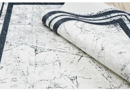 ANDRE 1023 umývací koberec vzor rámu, mramor protišmykový - čierna -biela Veľkosť: 160x220 cm