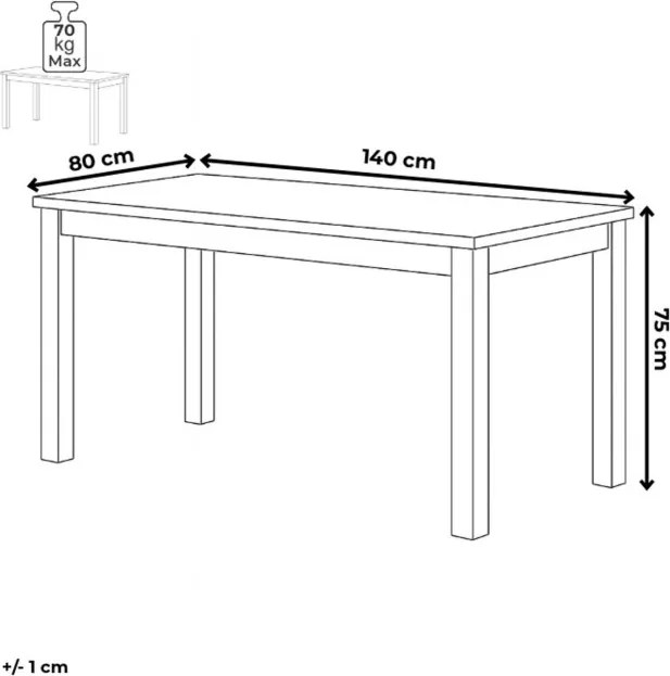 Jedálenský stôl 140x80 cm DS-H140 DUB dub