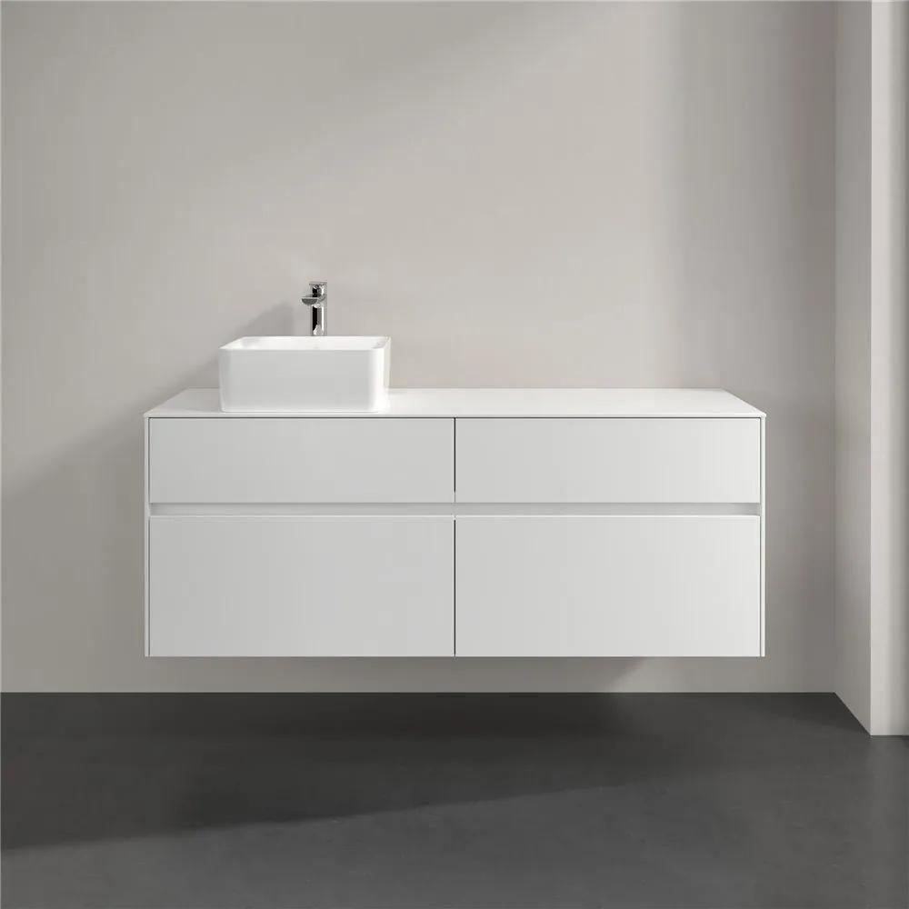 VILLEROY &amp; BOCH Collaro závesná skrinka pod umývadlo na dosku (umývadlo vľavo), 4 zásuvky, 1400 x 500 x 548 mm, White Matt, C04600MS
