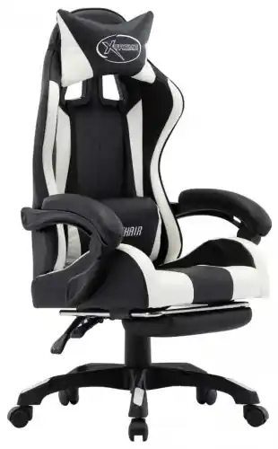 vidaXL Herná stolička s opierkou na nohy, bielo čierna, umelá koža- | BIANO