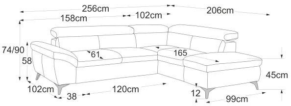 Kožená rohová sedacia súprava SALERNO II pravá, béžová, rozkladacia