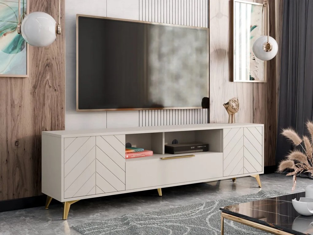 TV skrinka/stolík Semprum 2D1SZ (piesková béžová). Vlastná spoľahlivá doprava až k Vám domov. 1122991