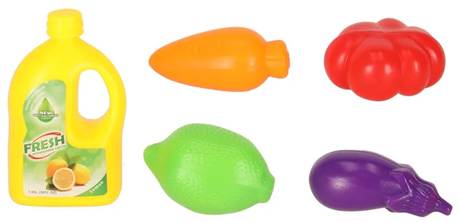 KIK Detské plastové umývadlo XXL s kuchynským príslušenstvom, modré, 3+