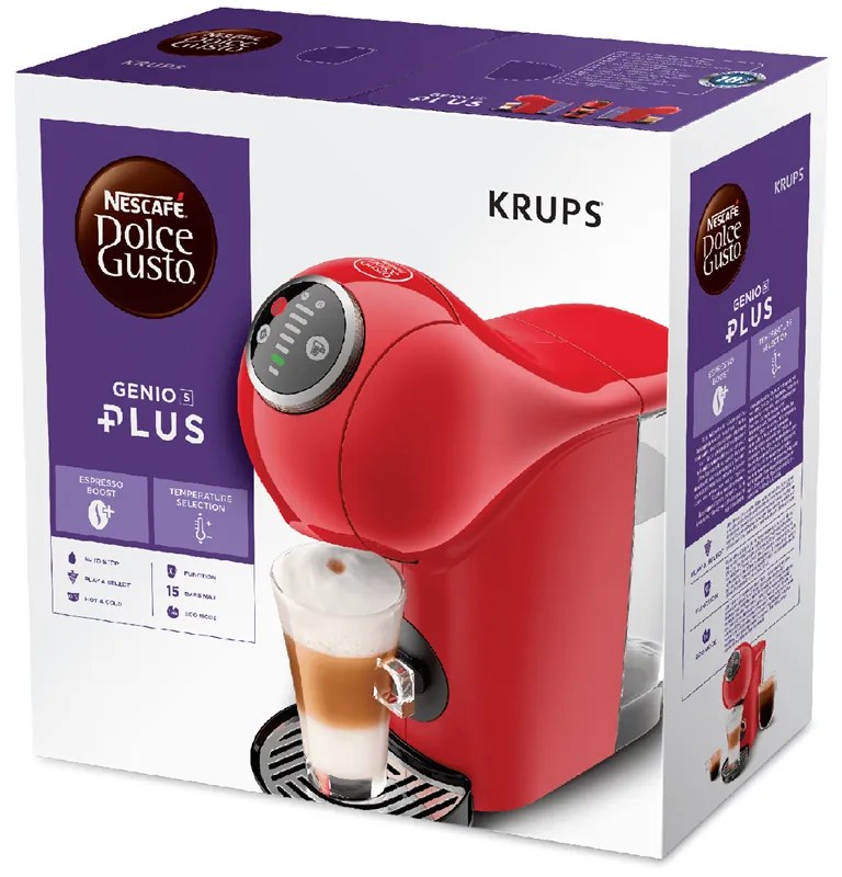 Kapsulový kávovar Krups Nescafé Dolce Gusto Genio S Plus KP340510 červený