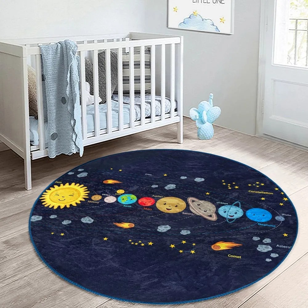 Tmavomodrý detský koberec ø 120 cm Comfort – Mila Home