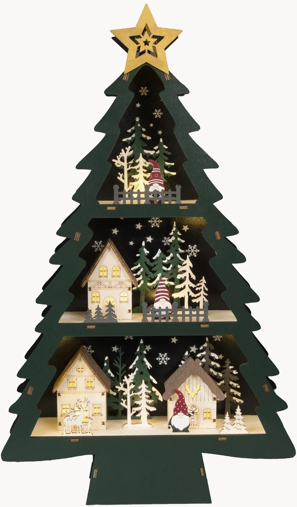Vianočná LED dekorácia z topoľového dreva's časovačom Christmas Tree