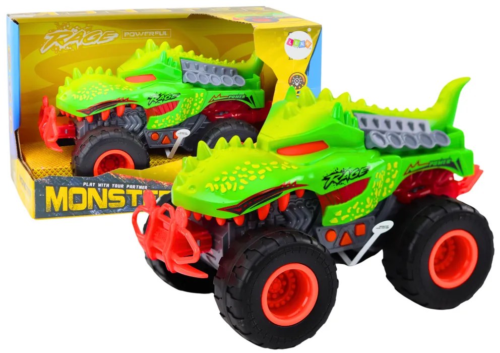 LEAN TOYS Terénne auto Dinosaurus T-Rex, svetlá, zvuky - zelená