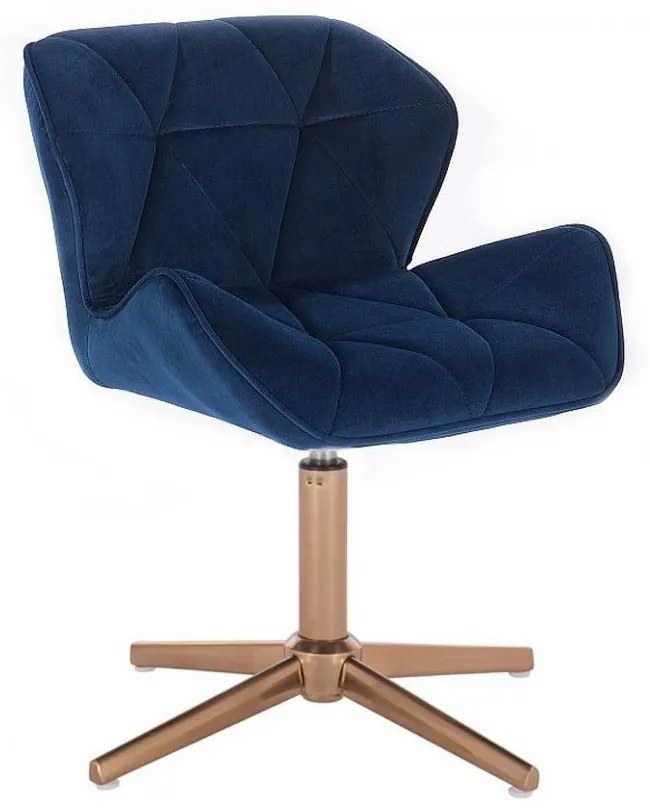 LuxuryForm DESIGN Stolička MILANO VELUR na zlatom kríži - modrá