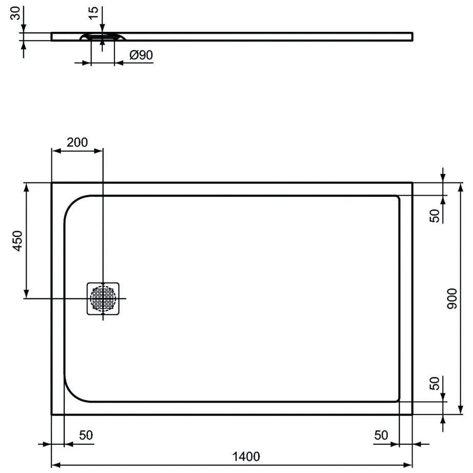 Ideal Standard Ultra Flat S - Sprchová vanička 1400x900 mm, čierna K8256FV