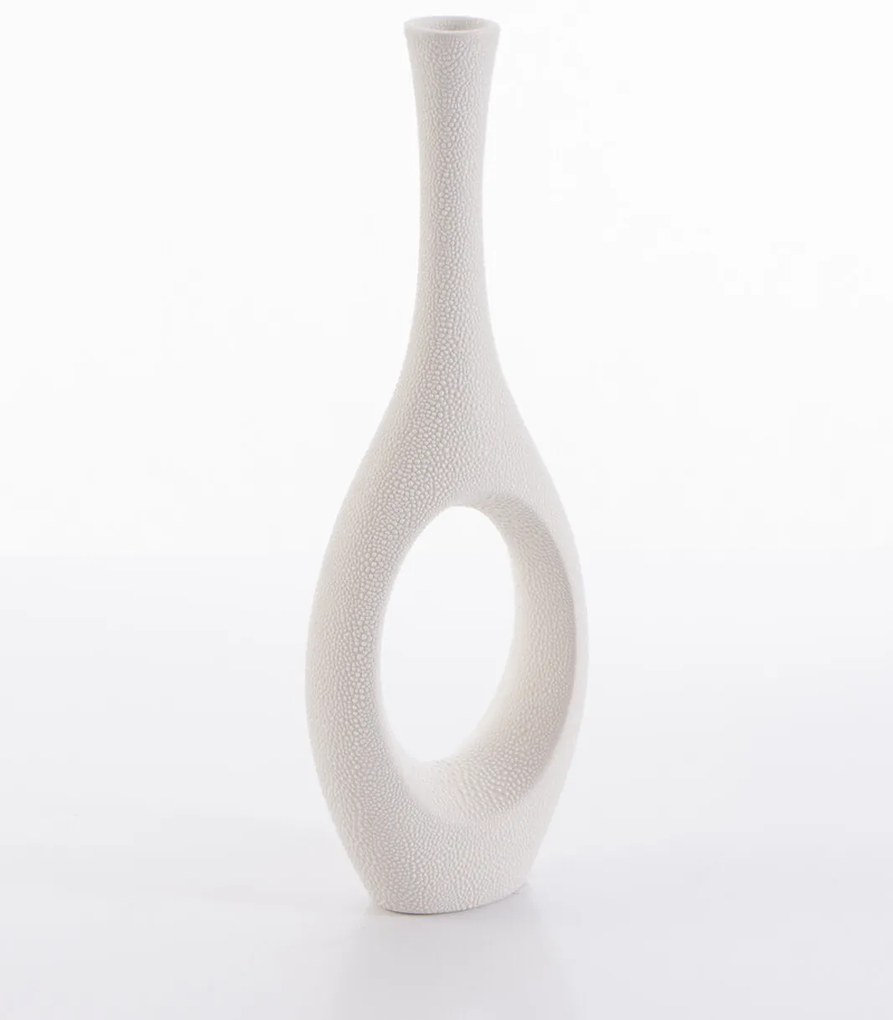KERAMICKÁ VÁZA RISO 12X6X36 CM KRÉMOVÁ