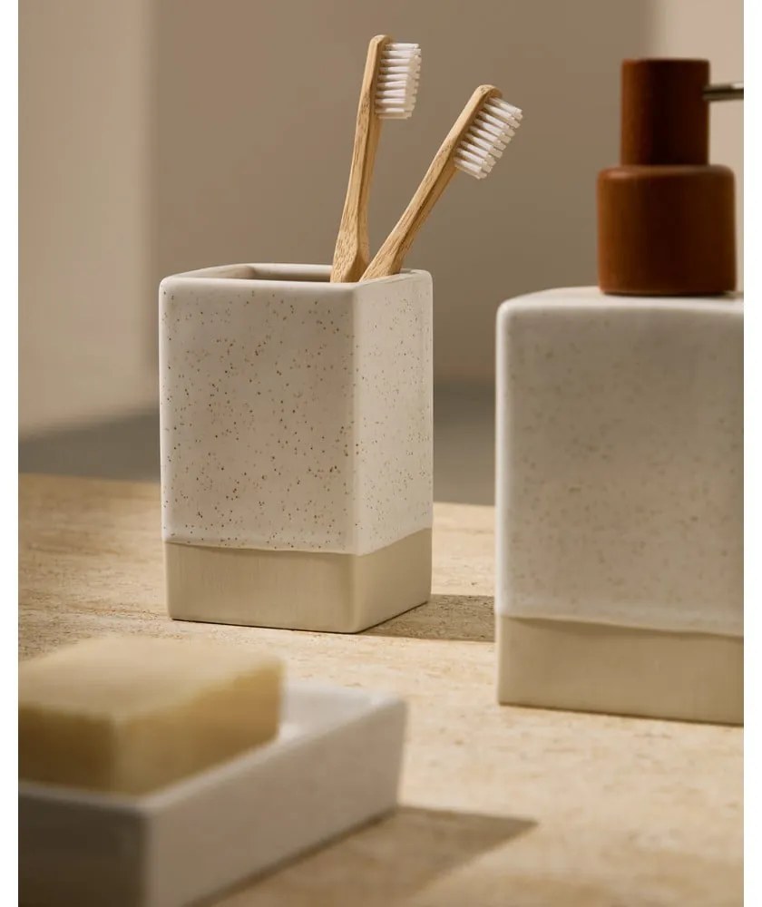 Krémový keramický téglik na zubné kefky Careli – Kave Home