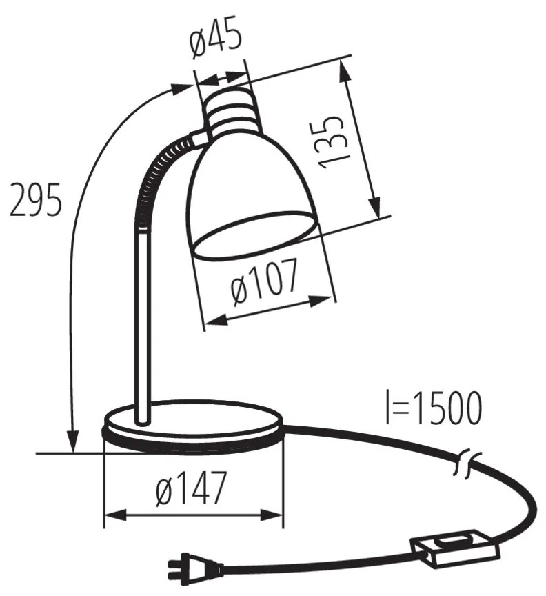 KANLUX Kancelárska stolná lampa ZARA, 1xE14, 40W, čierna