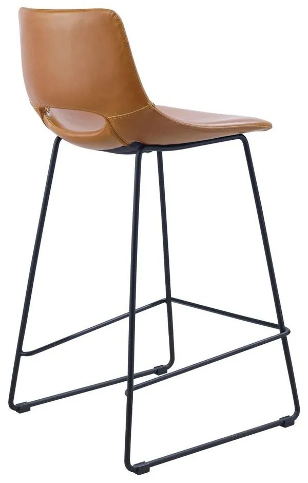 Koňakovohnedá barová stolička z imitácie kože (výška sedadla 65 cm) Zahara – Kave Home