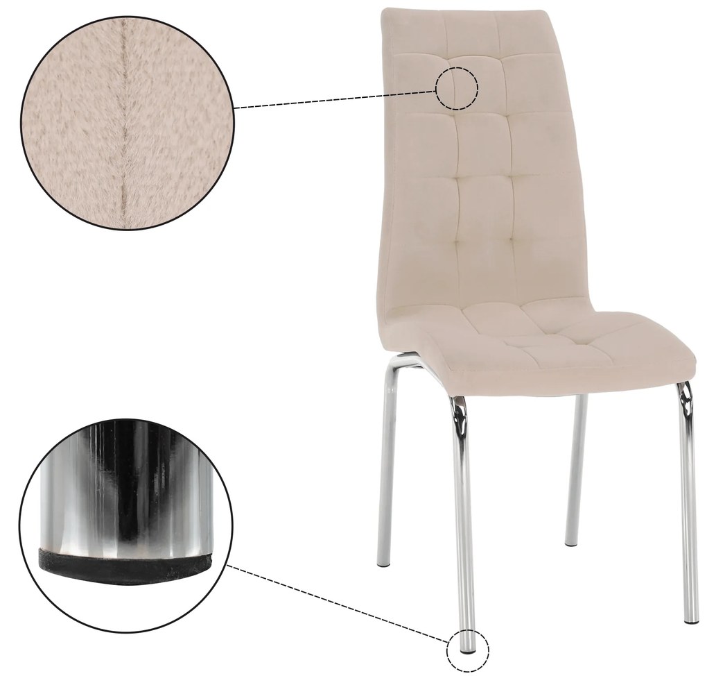Kondela Jedálenská stolička, béžová Dulux Velvet látka/chróm, GERDA NEW