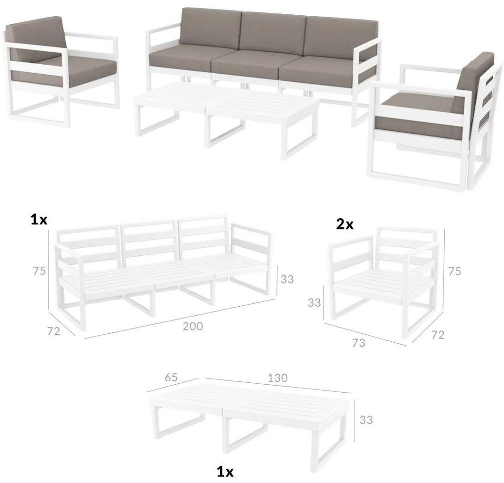 MYKONOS XL záhradný set taupe
