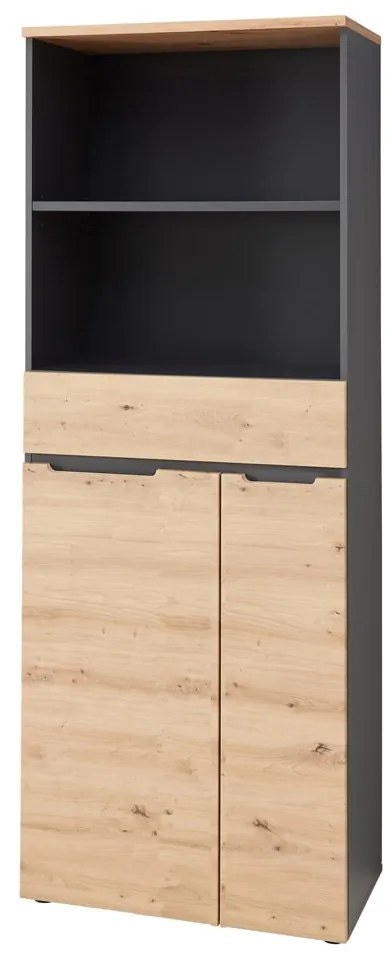 Kancelářský regál Brego 02 75 cm se zásuvkou grafit/dub Artisan
