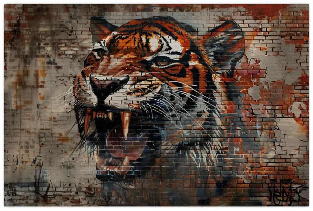 Obraz - Tiger z tehál (90x60 cm)