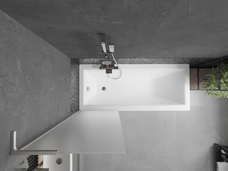 Mexen Next L, 1-krídlová vaňová zástena 60 x 150 cm, 6mm sklo námraza, 6mm číre sklo, profil brúsená oceľ, 895-060-000-03-30-97