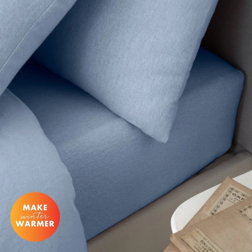 Svetlomodrá napínacia flanelová plachta 90x190 cm Brushed – Catherine Lansfield