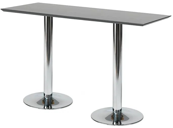 Barový stôl BIANCA, 1800x700 mm, čierny, chrómová podnož