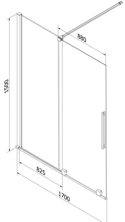 Mexen Velar, 2-krídlová posuvná vaňová zástena 170 x 150 cm, 8mm sklo námraza, chrómová, 896-170-000-31-01