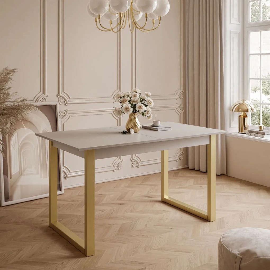 ROZKLADACÍ JEDÁLENSKÝ STÔL DANILO KAŠMÍR + ZLATÉ U NOHY 140 / 195 cm