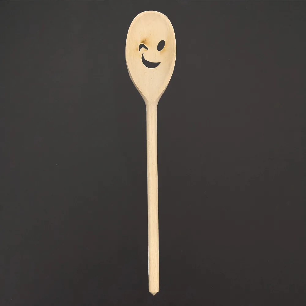 AMADEA Drevená vareška s tvárou, masívne drevo, dĺžka 30 cm