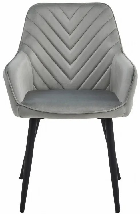 Kreslo NANA - strieborný sivý zamat / čierne nohy