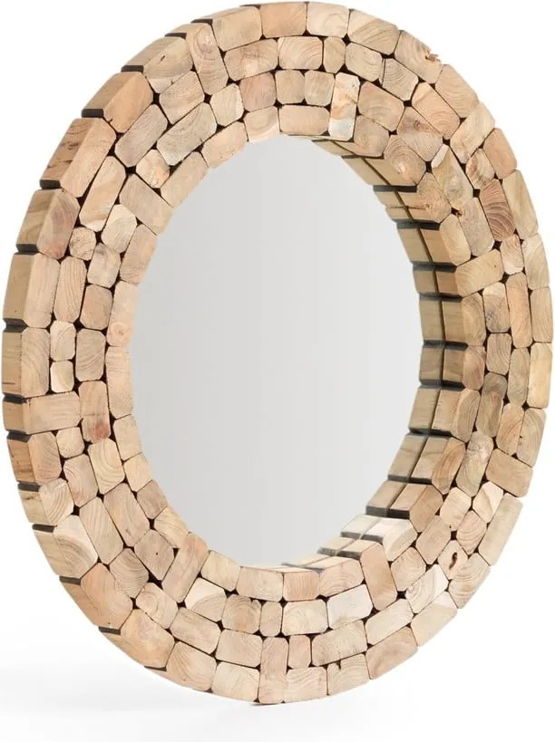 Nástenné zrkadlo s dreveným rámom ø 80 cm Eliptic – Kave Home