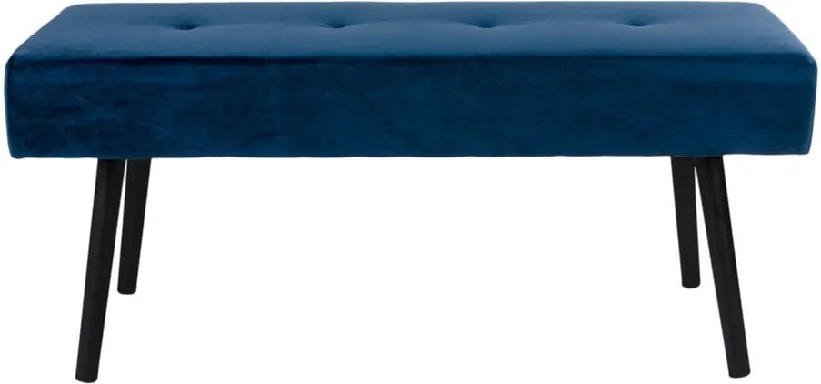 Tmavomodrá čalúnená lavica so zamatovým poťahom House Nordic Skiby, 100 × 35 cm