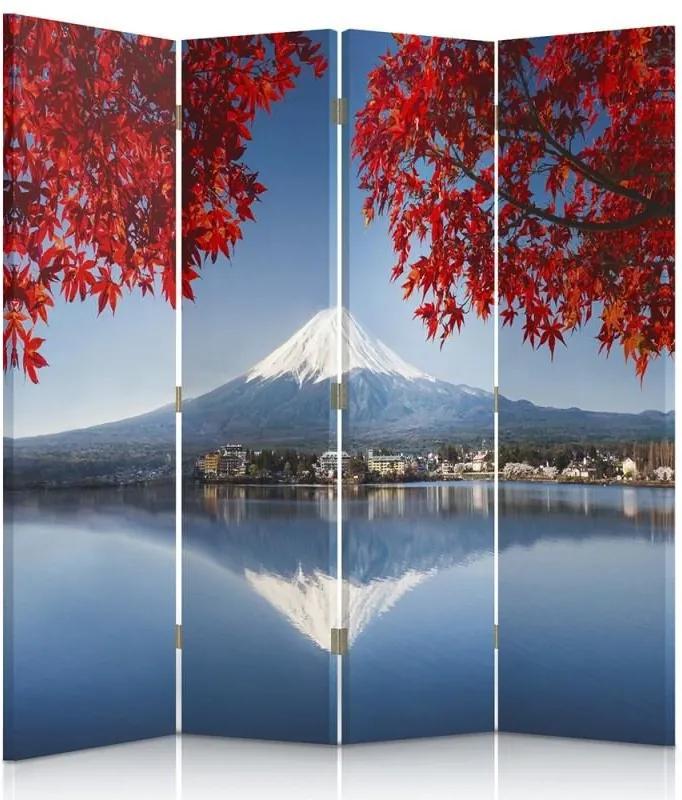 CARO Paraván - View Of Mount Fuji | štvordielny | obojstranný 145x150 cm