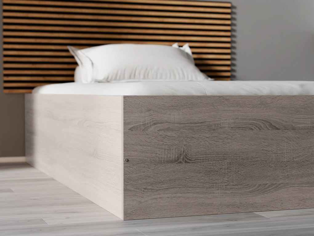 Posteľ BELLA 120x200 cm, dub hľuzovka Rošt: Bez roštu, Matrac: Matrace Coco Maxi 19 cm
