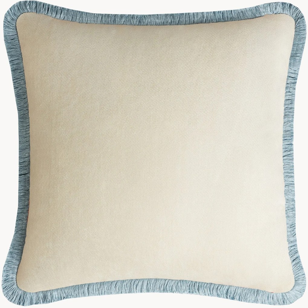 Ručne vyrobený zamatový dekoračný vankúš Happy