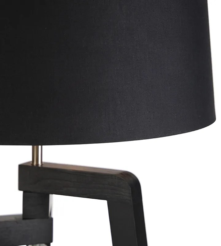 Trojnohá stojaca lampa s tienidlom z bavlny čierna so zlatom 50 cm - Puros