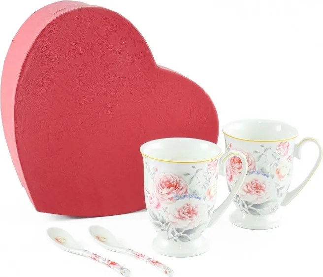 Home Elements Hrnčeky s lyžičkami 280 ml, Ruže