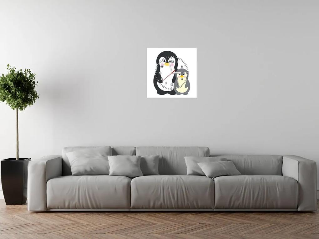 Gario Obraz s hodinami Tučniaci Rozmery: 30 x 30 cm