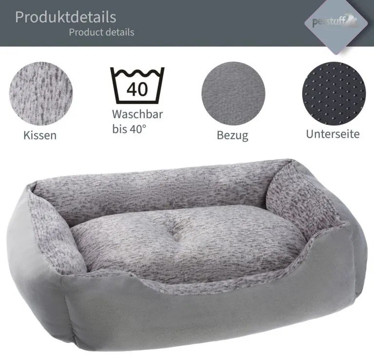 Petstuff pelech pre psa, veľkosť L, 80 x 70 x 20 cm, sivý