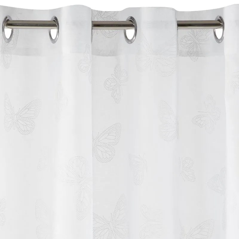 EUROFIRANY Jemný vzdušný záves zdobený potlačou 140 cm x 250 cm biela 100 % polyester