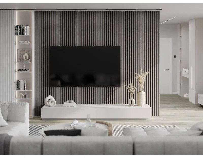 Mexen Lam-F, akustické stenové lamely 275 × 30 cm, plstený podklad 8 mm, technická dyha, dub striebristý, S105-275307-3015-007