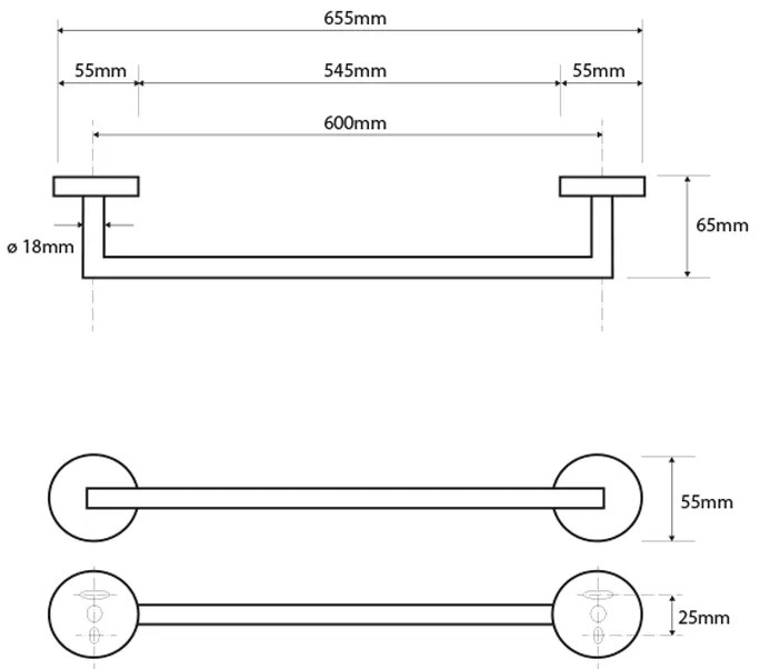 Sapho Sapho, X-ROUND COPPER držiak uterákov 600mm, medená matná, XR404PG