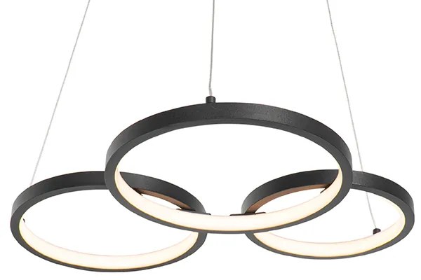 Závesné svietidlo čierne vrátane LED 3-stupňové stmievateľné 3-svetlo - Rondas