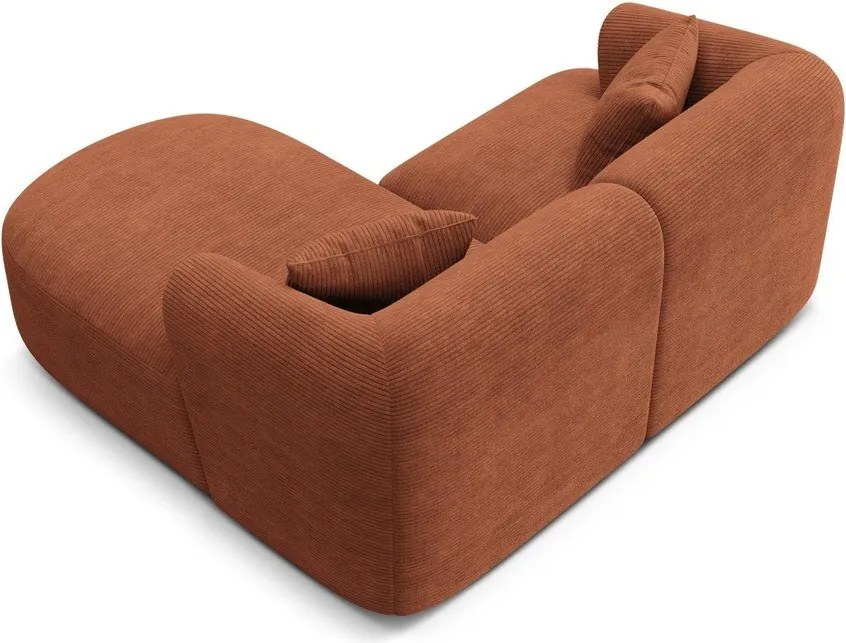 Menčestrová rohová pohovka v terakotovej farbe (pravý roh/s leňoškou) Campi – Cosmopolitan Design