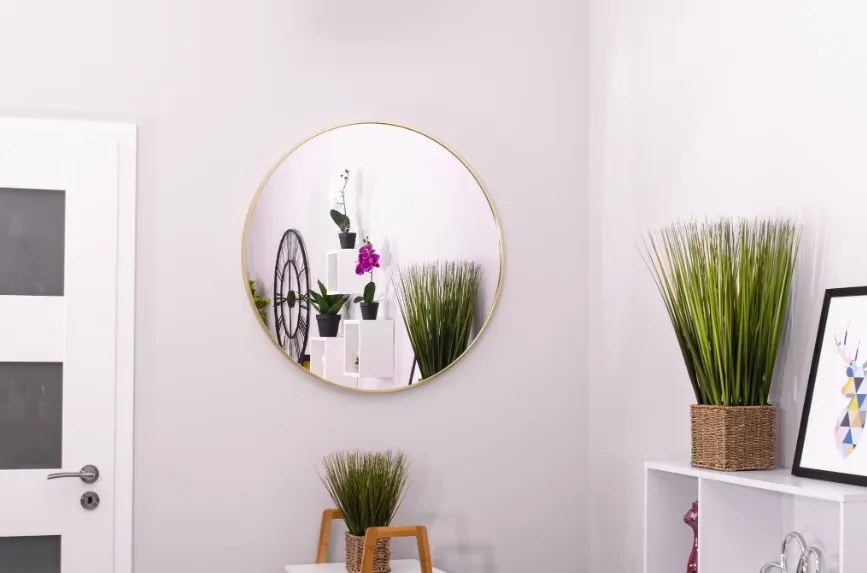 TRENDIE Zrkadlo 80 cm so zlatým rámom
