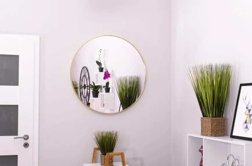 TRENDIE Zrkadlo 80 cm so zlatým rámom