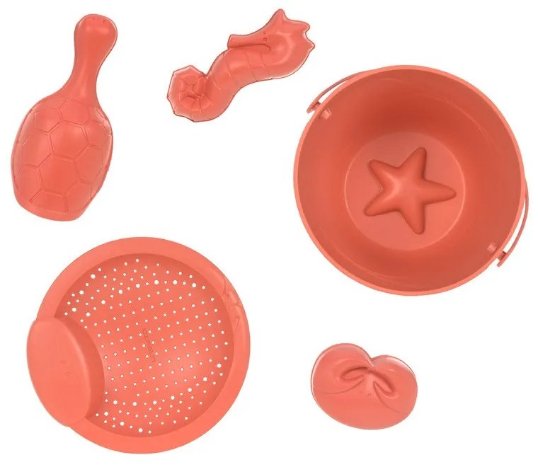 Súprava hračiek do piesku - 5 ks - ružová